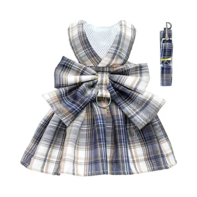 College Style Pet Dress with Large Bowknot