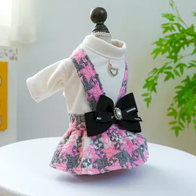 dog dress with bow pet clothing for walks