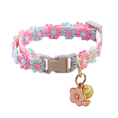 Adjustable Floral Lace Pet Collar with Pendant