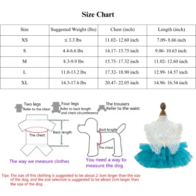 lake blue pet dress dog dress for photoshoots