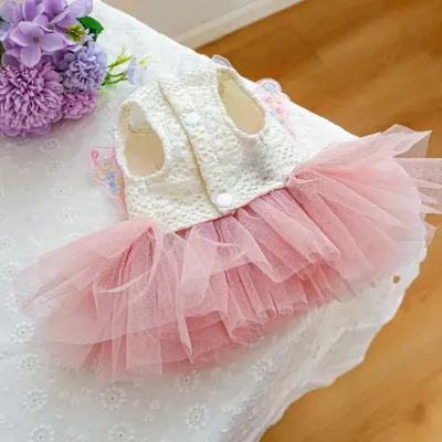 cat dress with butterfly elegant pet dress