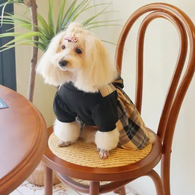 College Style Pet Dress with Large Bowknot Dog Apparel College Style Pet Dress with Large Bowknot