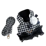 Houndstooth Pattern Dog Harness Vest with Bowknot