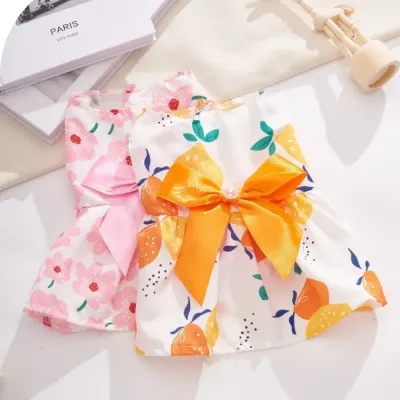 orange dog dress summer cat dress