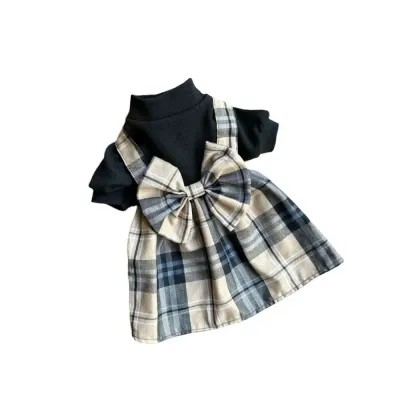 College Style Pet Dress with Large Bowknot