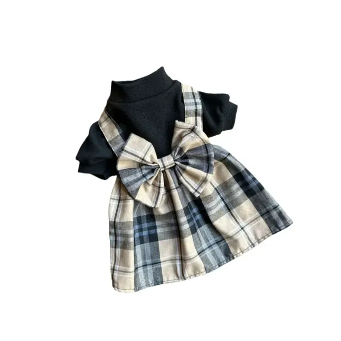 College Style Pet Dress with Large Bowknot