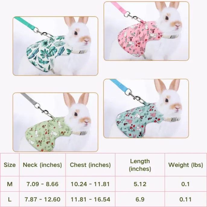 Comfortable bunny harness and leash set, perfect for outdoor walks.