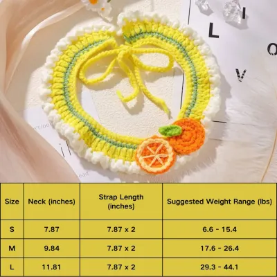 Collar Bib for Cats and Dogs (1) Cute 3D orange crochet pet collar bib, perfect for photoshoots and special occasions.