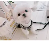 Houndstooth Pattern Dog Harness Vest with Bowknot