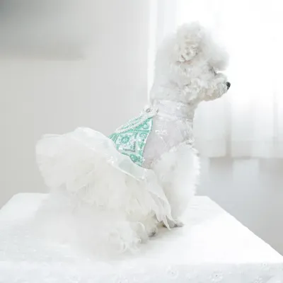 Puffy Tulle Pet Dress (5) Ideal for photoshoots, weddings, or any elegant gathering, this mint green tulle dress combines comfort, style, and practicality, making pets look their best.