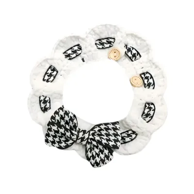 Floral Knitted Pet Collar with Bowtie