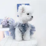pet wedding dress (5) The dress combines feminine tulle with practical design elements, making it the ideal choice for fashion-conscious pet owners who want to dress their pets in high-end attire.