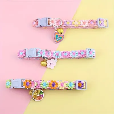 Adjustable Floral Lace Pet Collar with Pendant