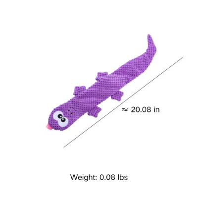 Teething & Chew Toy for Dogs (2) A durable, interactive plush dog toy in the shape of a lizard and shark with crinkle paper sound to engage your pet, perfect for teething, dental health, and playtime.
