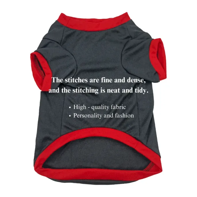 dog T-shirt with red cuffs