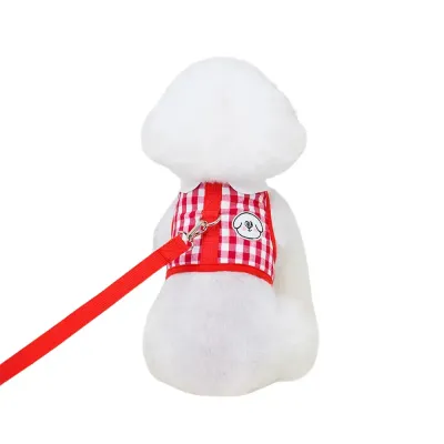 Red Plaid Fashion Animal Print Dog Harness