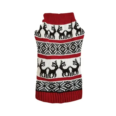 reindeer christmas dog sweater Double Reindeer Christmas Knit Dog Sweater