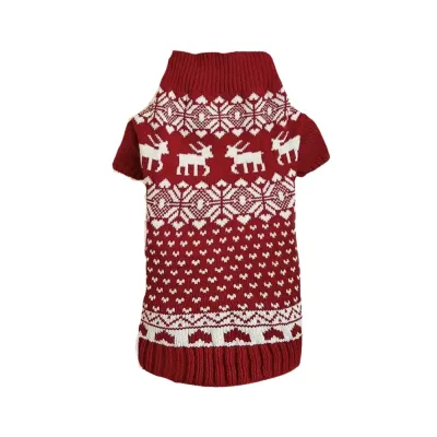 red reindeer dog sweater Red Reindeer Christmas Knit Dog Sweater