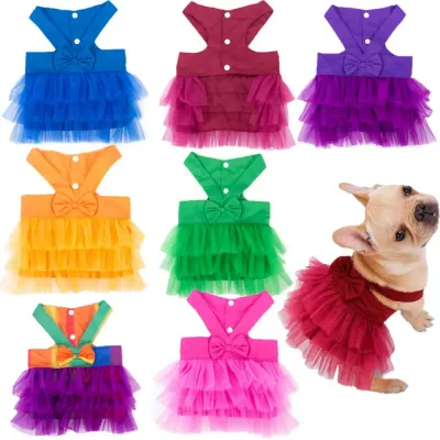 Add a touch of color and festivity to pets apparel collection with this rainbow tutu costume, perfect for Christmas, birthday parties, and special event