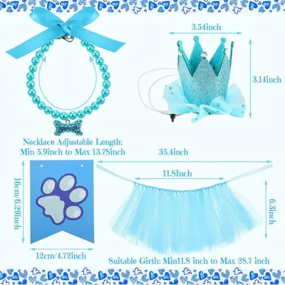 birthday party clothes for dogs (5) Ideal for retailers seeking to provide a complete birthday costume, this versatile set fits small and medium-sized pets and is perfect for a variety of breeds.