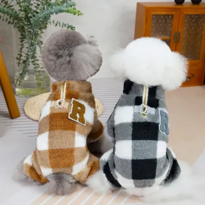 Double-Sided Fleece 24 Grid Plaid Four-Legged Pet Clothing