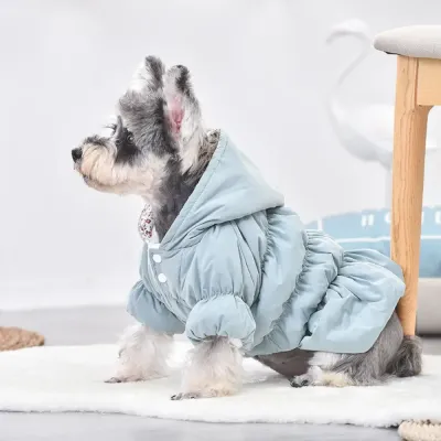Cozy Dog Dresses for Fall/Winter Bubble Floral Outfit for Bichon and Schnauzer
