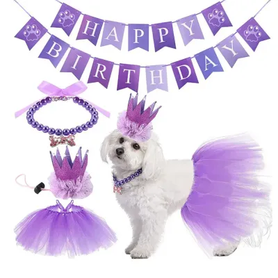 birthday party clothes for dogs (6) Ideal for retailers seeking to provide a complete birthday costume, this versatile set fits small and medium-sized pets and is perfect for a variety of breeds.