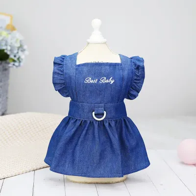 – Light Denim Skirt with Embroidered Letters for Dogs and Cats