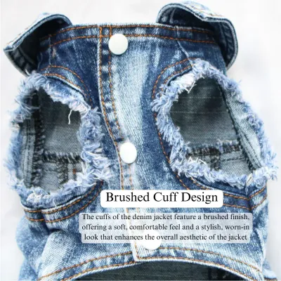 Dog Clothes with Leash Hook Stylish Denim Vest for Bichon, Cats, and Teddies
