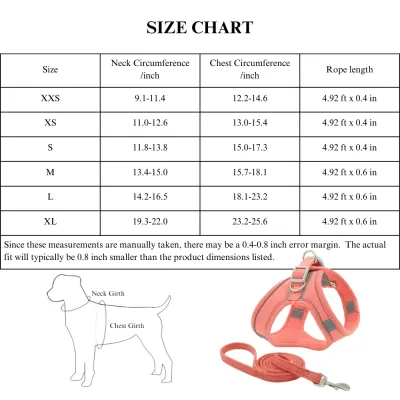 Pet Harness Warm Winter Suede Fleece Reflective Pet Harness