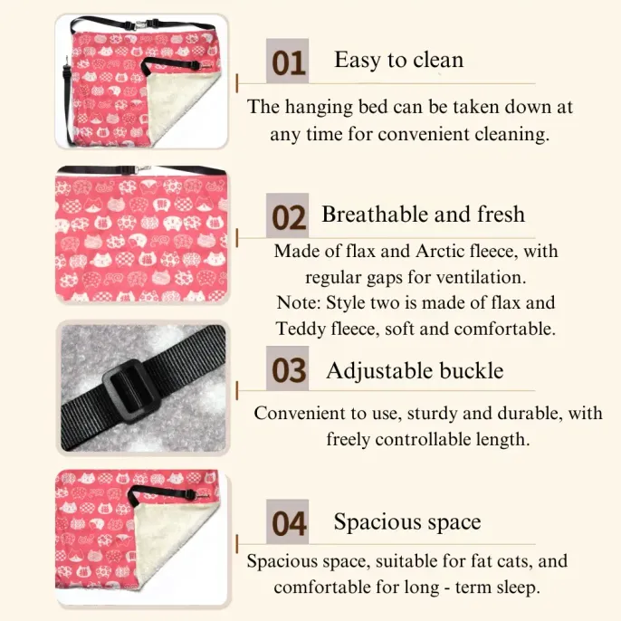 Double Sided Pink Cat Hammock for Winter