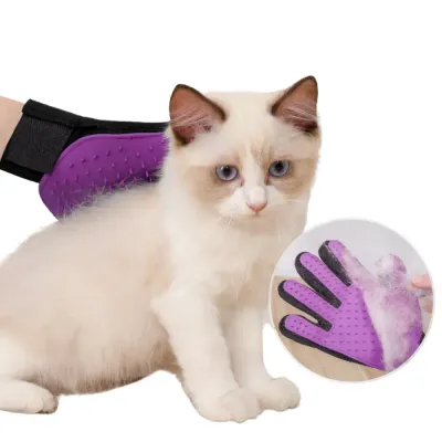 Cat Grooming Gloves Hair Removal Pet Care Gloves for Bath & Shedding