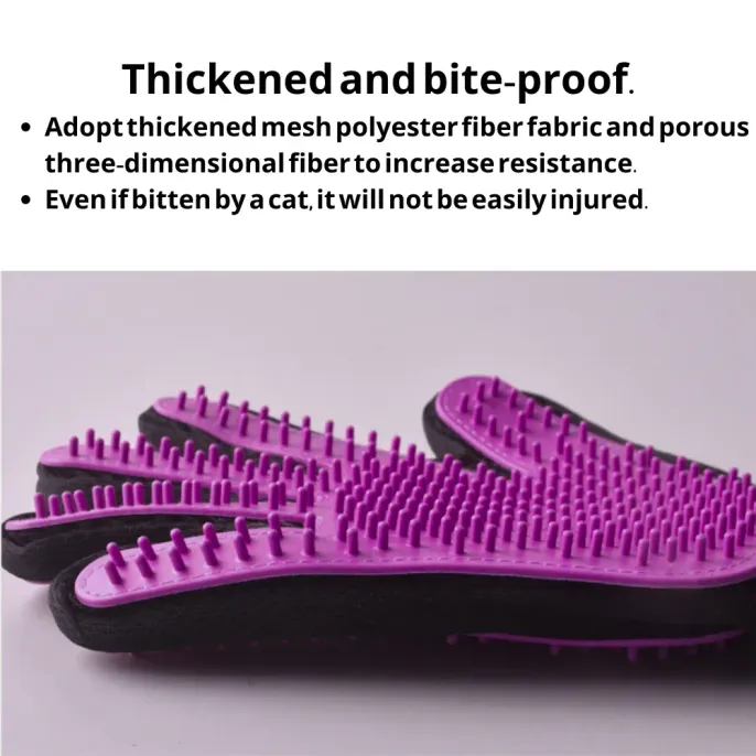 Pet Grooming Gloves for Shedding Cat Bath Gloves Hair Remover