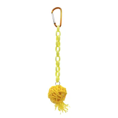 Rattan Chain Parrot Toy Pendant, Suitable For Birds, Hamsters & Other Small Pets To Chew, Various Sizes, Random Color Accessories Yellow Colorful Rattan Ball Bird Chew Toy