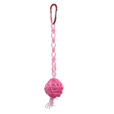 Rattan Chain Parrot Toy Pendant, Suitable For Birds, Hamsters & Other Small Pets To Chew, Various Sizes, Random Color Accessories Pink Colorful Rattan Ball Bird Chew Toy