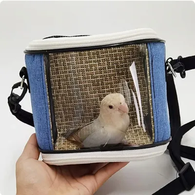 Breathable Pet Carrier Bag, Diagonal Cross Body Birdcage, Reptile Cage, Transparent Mesh Pet Travel Carrier Display Breathable Small Carrier Bag for Birds and Small Animals