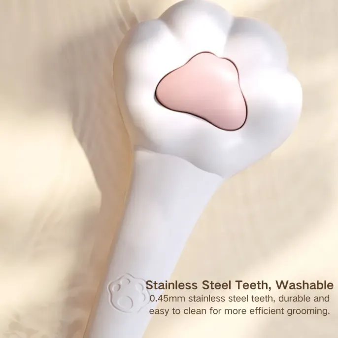 Cat Grooming Brush with Massage Function (8) 216 stainless steel needles with resin protection tips ensure quick, safe fur removal without damaging the coat.