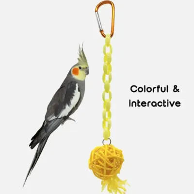 Rattan Chain Parrot Toy Pendant, Suitable For Birds, Hamsters & Other Small Pets To Chew, Various Sizes, Random Color Accessories Model Colorful Rattan Ball Bird Chew Toy