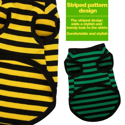 Breathable Cotton Striped Dog Shirt Vest for Dogs (10) Comfortable and gentle on the skin, ideal for pets with sensitive skin.