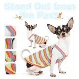 Cute and colorful striped design for pets, available in various sizes.