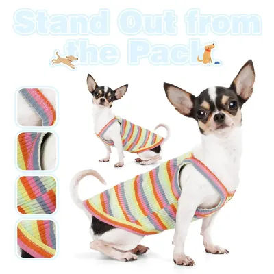 Cute and colorful striped design for pets, available in various sizes.