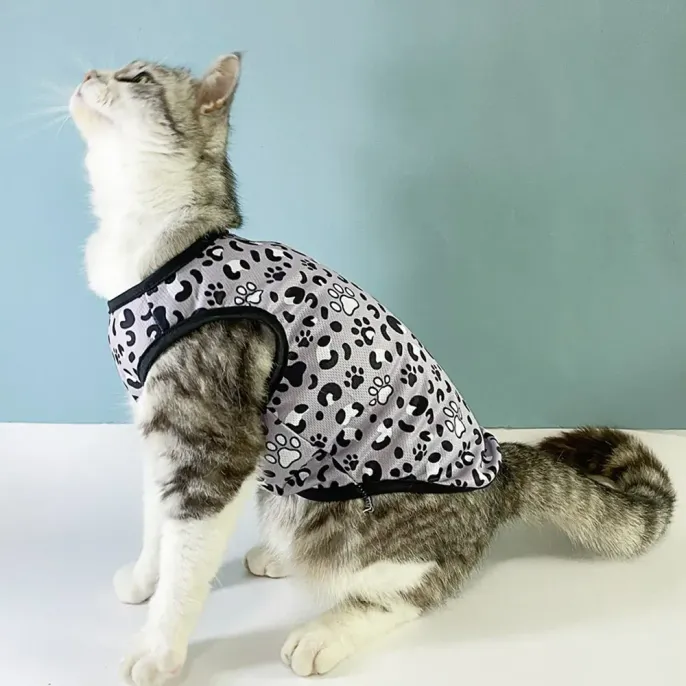 Stylish Hawaiian print design adds a tropical flair to any pet’s wardrobe.