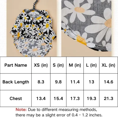 Daisy print design adds a cute and fashionable touch for pets.