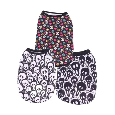 Summer Skeleton Design for Halloween Vests for Cats and Dogs (1) Lightweight summer clothing for small pets, breathable and comfortable.