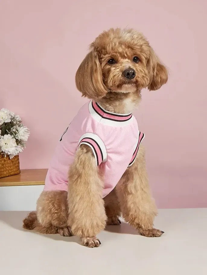 Basketball Jersey Pet Mesh Summer Vest for Dogs (8) Basketball-style pet jersey with sporty design for fun and fashion.
