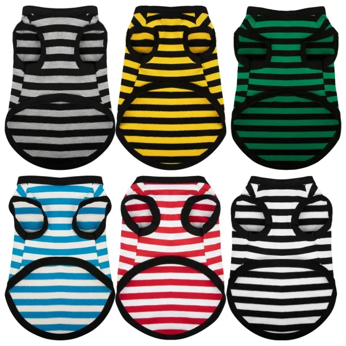 Breathable Cotton Striped Dog Shirt Vest for Dogs (14) Lightweight, breathable cotton shirt for dogs, perfect for summer and all-season wear.