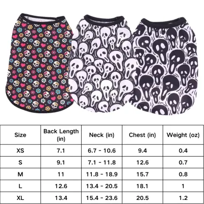 Summer Skeleton Design for Halloween Vests for Cats and Dogs (4) Breathable fabric and elastic material for a perfect fit and comfort.