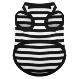 Breathable Cotton Striped Dog Shirt Vest for Dogs (1) Premium Cotton Fabric: Made from high-quality cotton, this pet shirt is soft, breathable, and gentle on the skin, offering comfort for pets throughout the day.