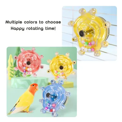 Bird Toy, Bird Bite And Decompression Toy, With Randomly Colored Beads, Multifunctional Hanging Bird Toy, Function Spinning Bird Toy with Randomly Colored Beads