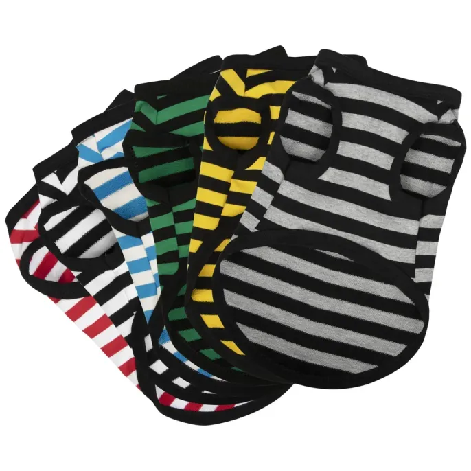 Breathable Cotton Striped Dog Shirt Vest for Dogs (13) Soft and breathable material, keeping dogs cool and comfortable.